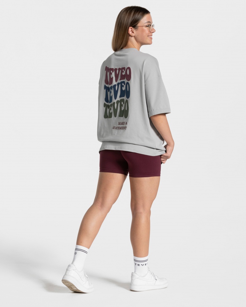 Light Grey Women's Teveo Candy Oversized T Shirts | 9648-YVBXH