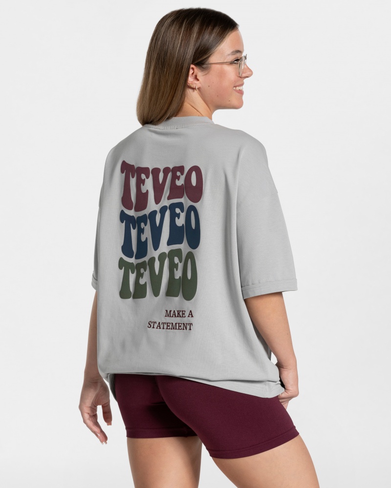 Light Grey Women\'s Teveo Candy Oversized T Shirts | 9648-YVBXH