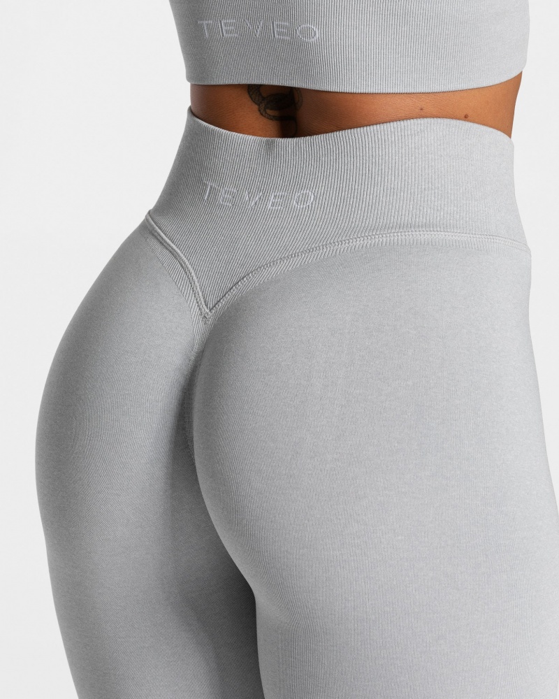 Light Grey Women's Teveo Statement Scrunch Leggings | 5071-BWKPN