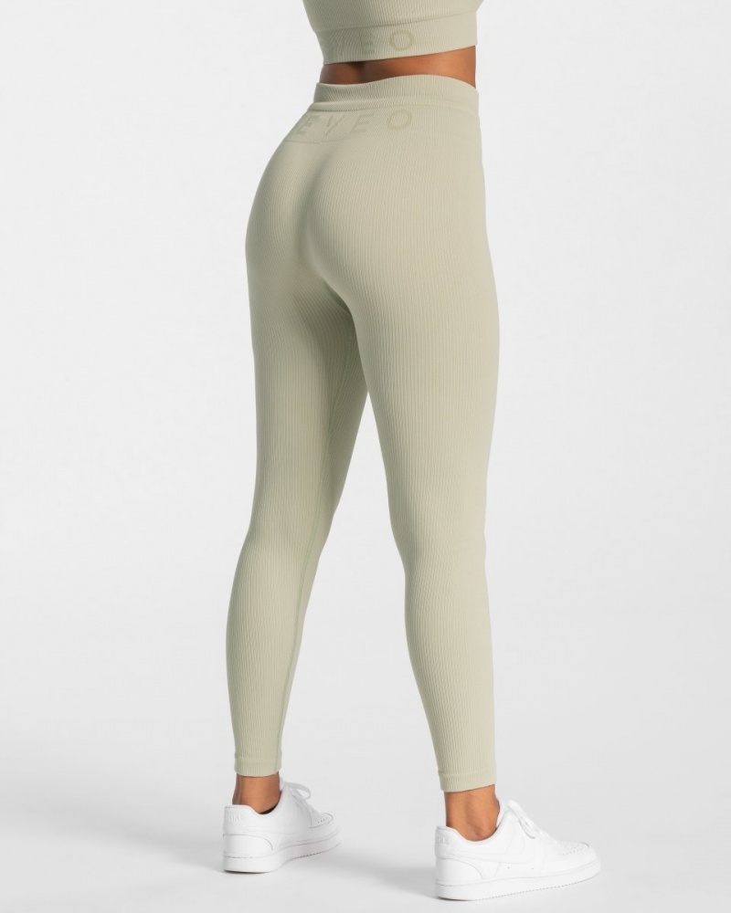 Olive Women's Teveo Ribbed Leggings | 7486-NBDAX