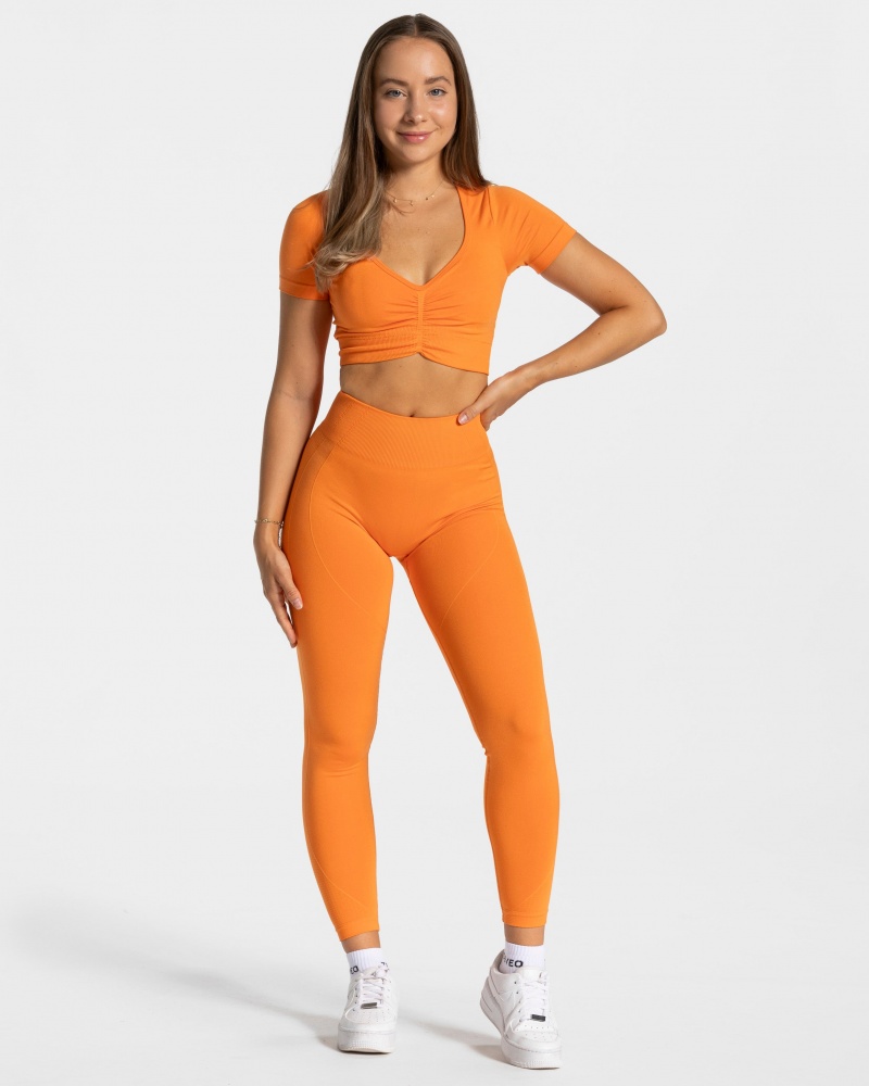 Orange Women's Teveo Focus Crop Tops | 2643-YBWQP