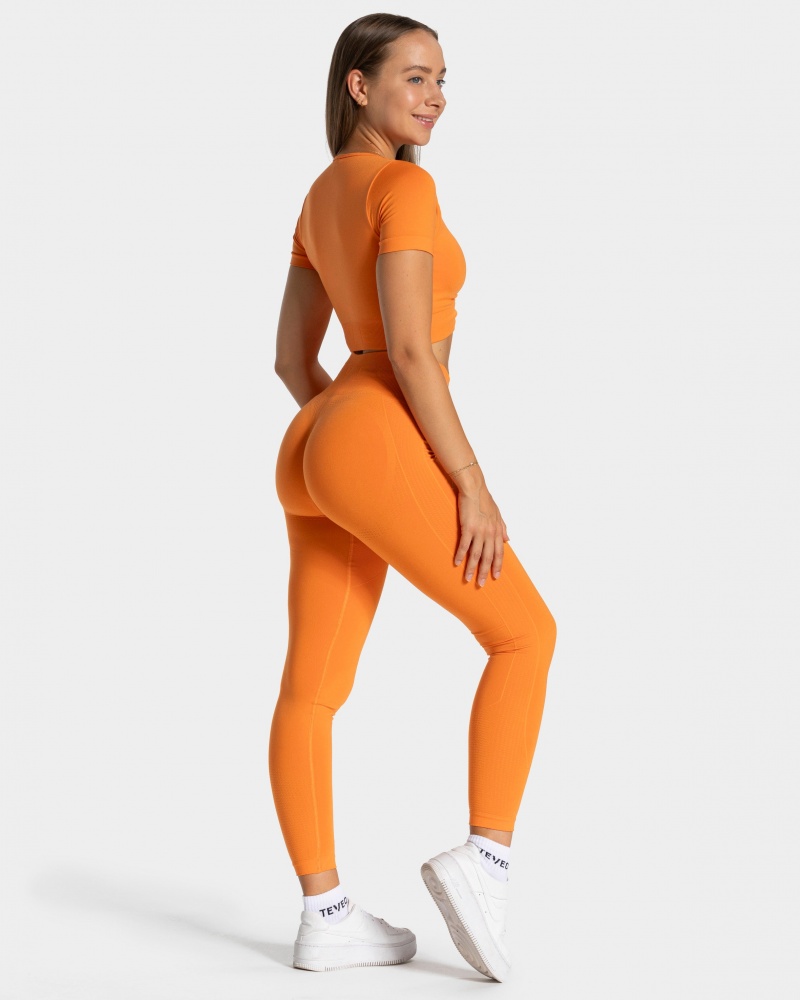 Orange Women's Teveo Focus Crop Tops | 2643-YBWQP