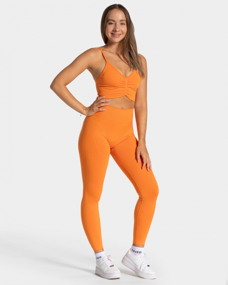 Orange Women's Teveo Focus Scrunch Leggings | 9270-GCDVB