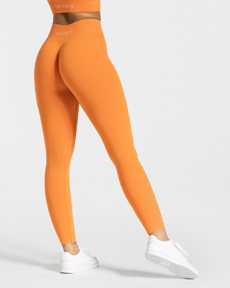 Orange Women's Teveo Timeless Scrunch Leggings | 1269-PHIKS