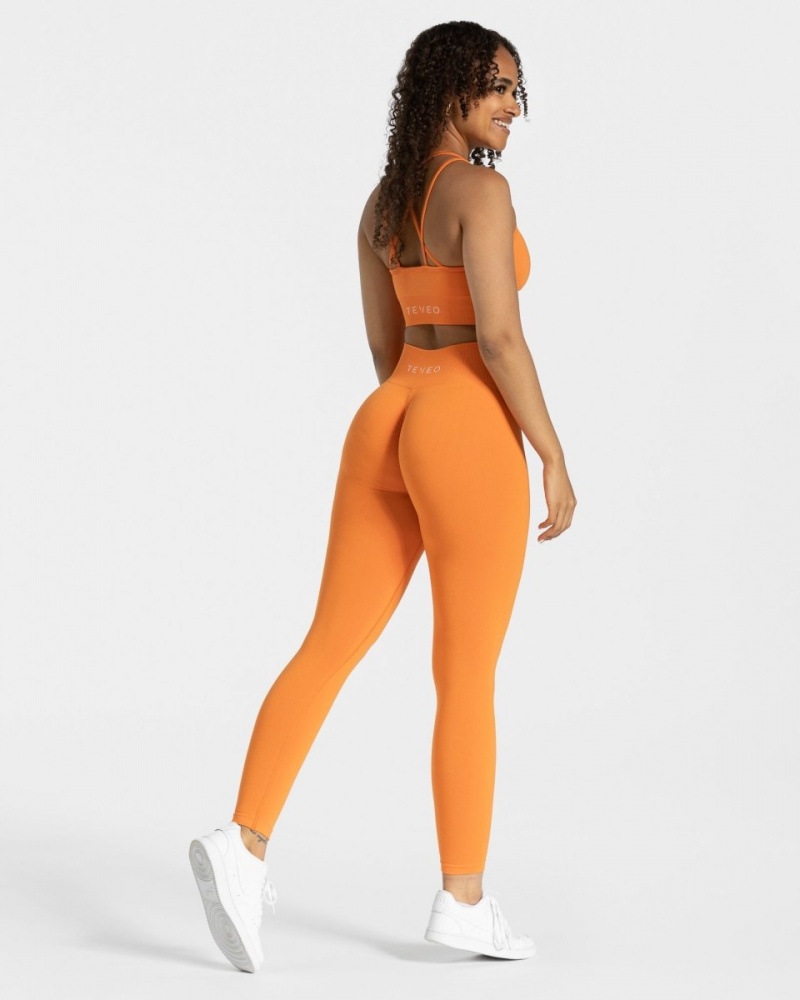 Orange Women's Teveo Timeless Scrunch Leggings | 1269-PHIKS