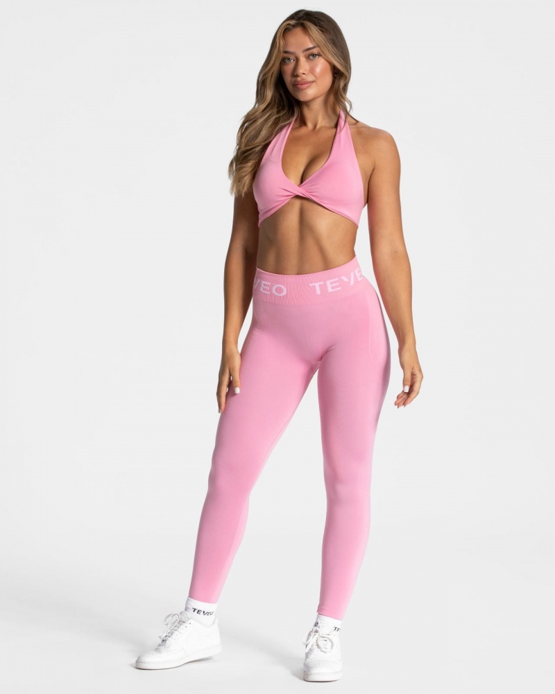 Pink Women's Teveo Signature Scrunch Leggings | 2634-LKGAF