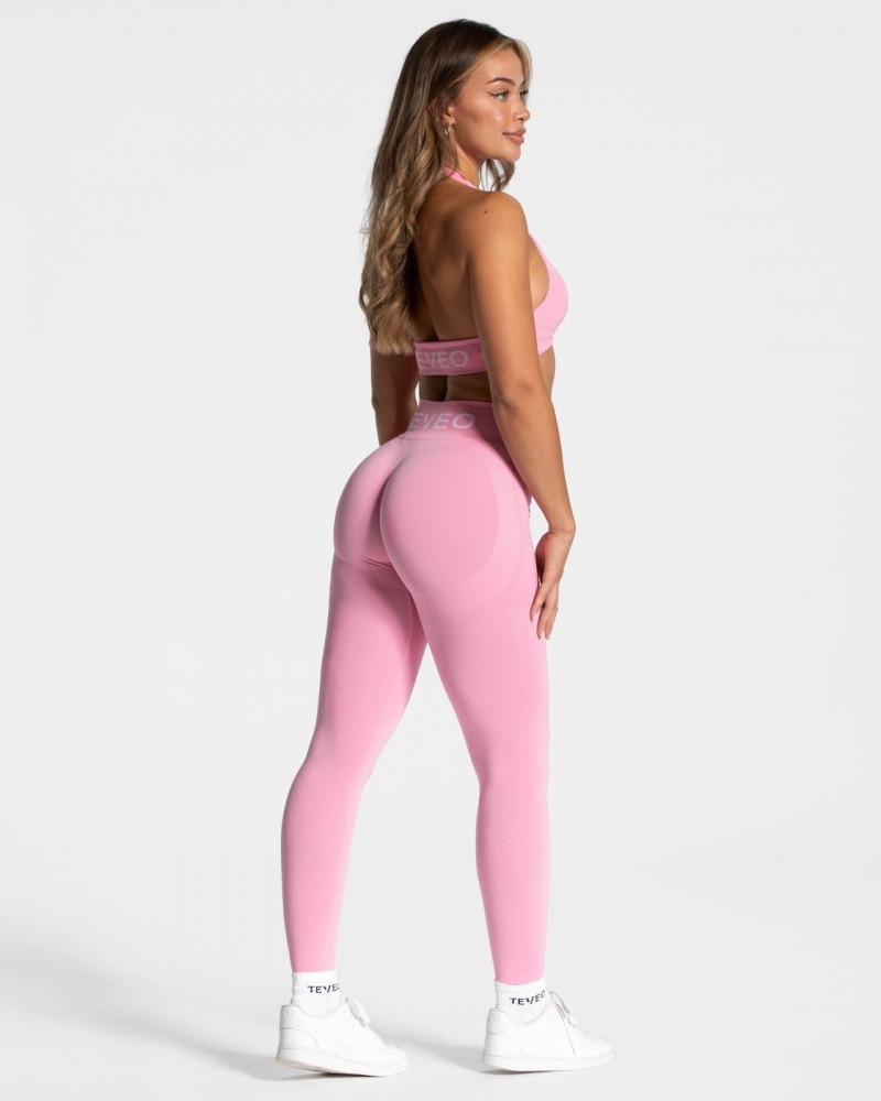 Pink Women's Teveo Signature Scrunch Leggings | 2634-LKGAF