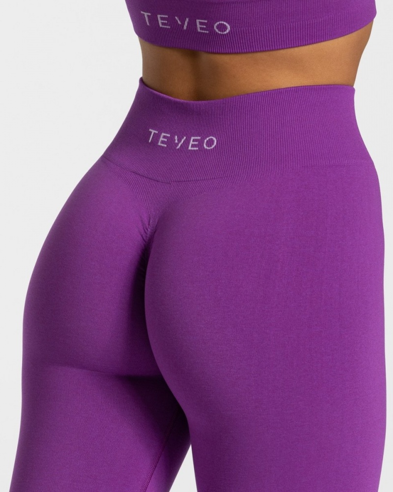 Purple Women's Teveo Timeless Scrunch Leggings | 7159-JZTSH