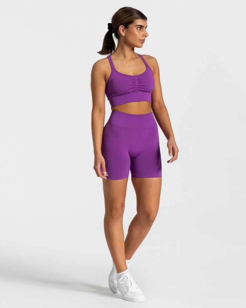 Purple Women's Teveo Timeless Scrunch Shorts | 2893-PBUKY