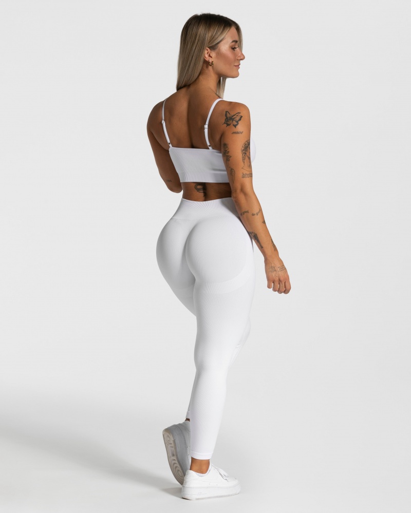 White Women's Teveo Elegant Scrunch Leggings | 7649-IOMPR