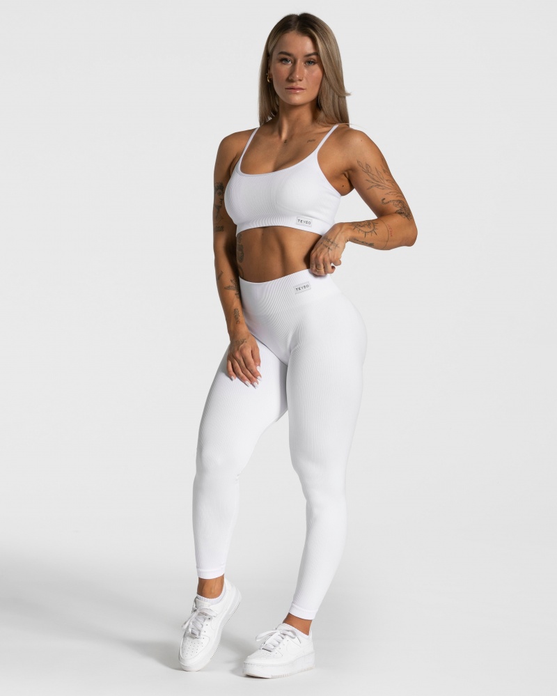 White Women's Teveo Elegant Scrunch Leggings | 7649-IOMPR