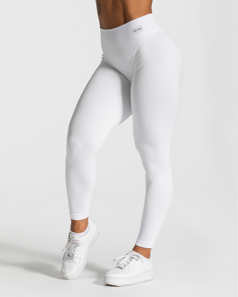 White Women\'s Teveo Elegant Scrunch Leggings | 7649-IOMPR