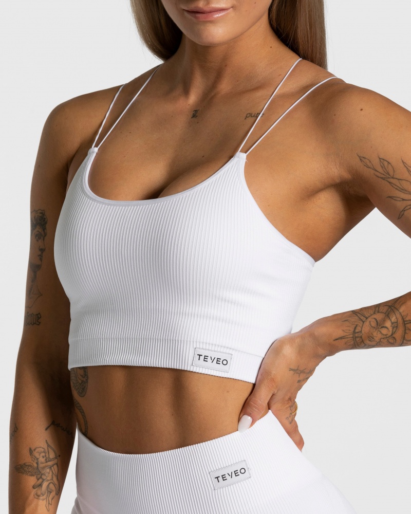 White Women's Teveo Elegant Strap Tops | 5978-OCEFT