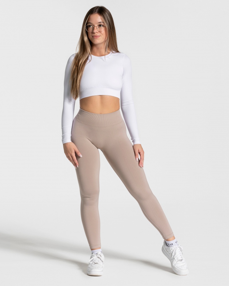 White Women's Teveo Everyday Cut Out Longsleeve Tops | 5649-LAHGX