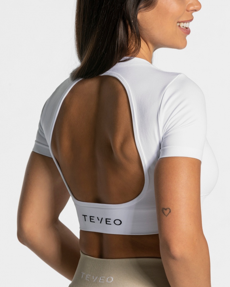 White Women's Teveo Everyday Cut Out T Shirts | 3789-ESWNA