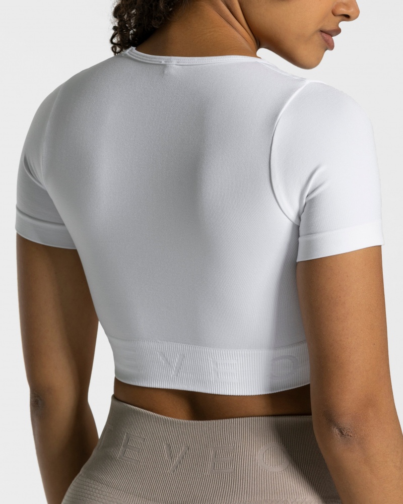 White Women's Teveo Focus Crop Tops | 5831-FRGKW