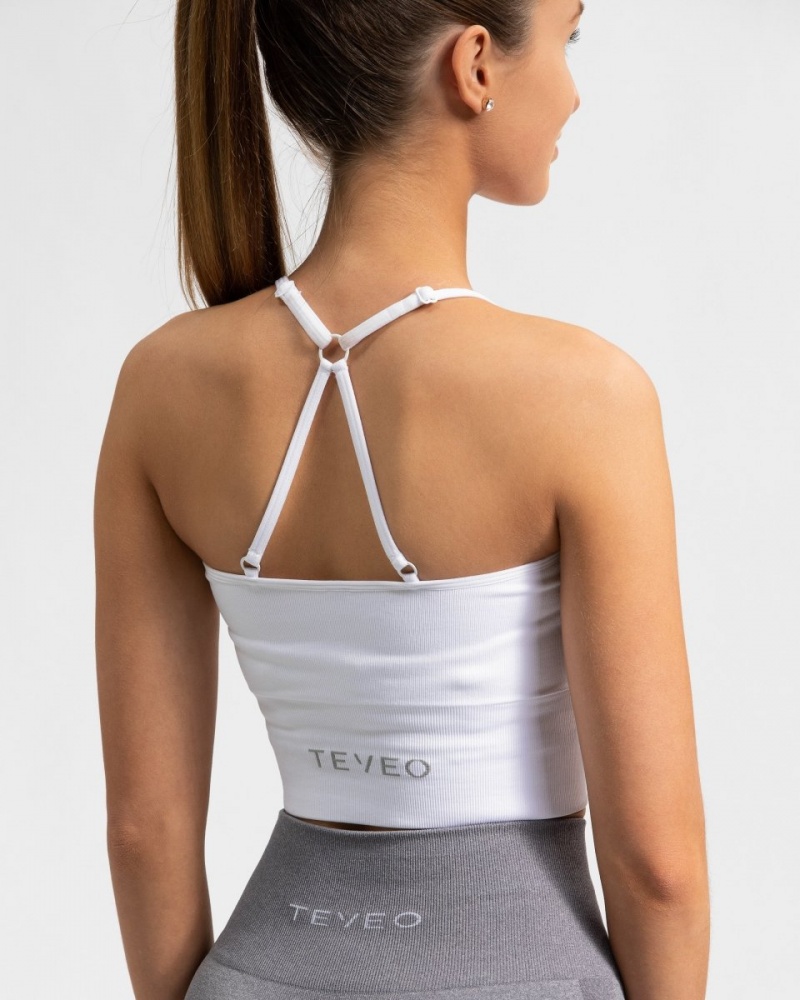 White Women's Teveo Power Bras | 2146-QGTFC