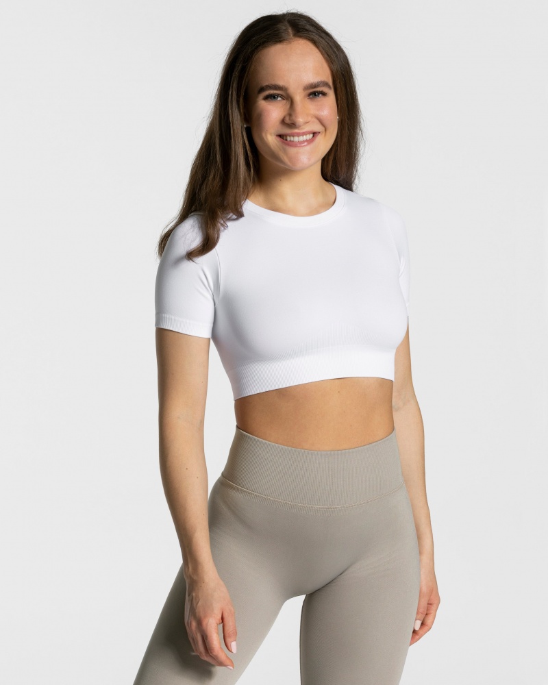 White Women\'s Teveo Sensation Crop Tops | 2381-OWXBK