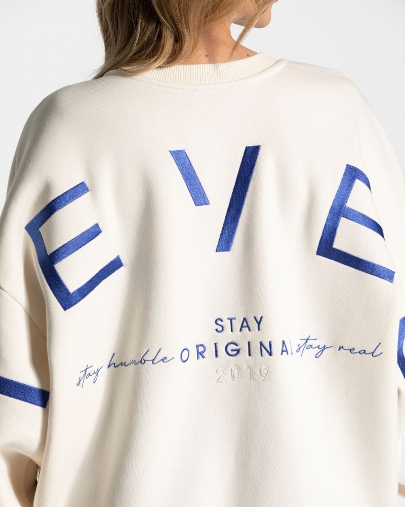 White Women's Teveo Signature Oversized Sweaters | 7310-SCBFE