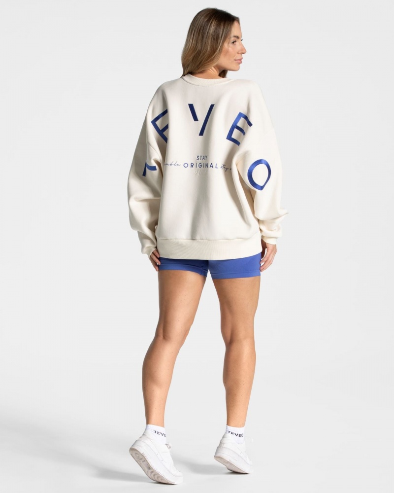 White Women's Teveo Signature Oversized Sweaters | 7310-SCBFE