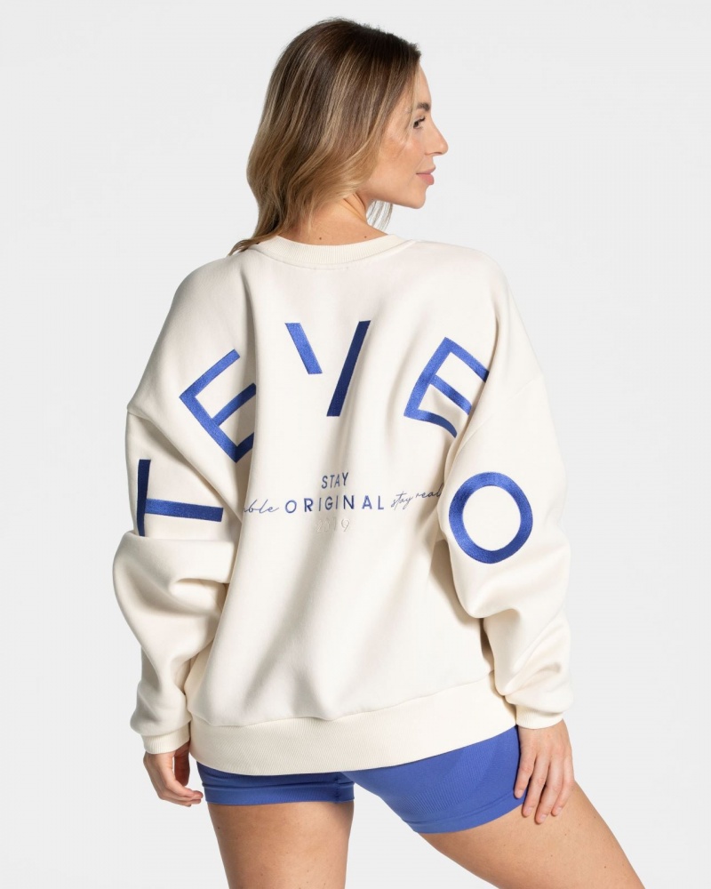 White Women\'s Teveo Signature Oversized Sweaters | 7310-SCBFE