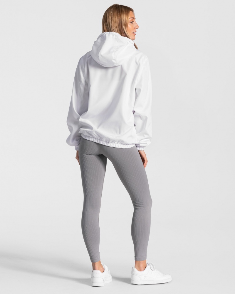 White Women's Teveo Statement Windbreaker | 0487-XDSHN